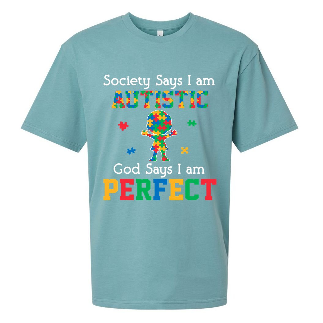 Autism God Says I Am Perfect Autism Awareness Sueded Cloud Jersey T-Shirt