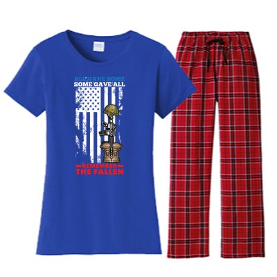 All Gave Some Some Gave All Flag Veteran Memorial Day Gift Women's Flannel Pajama Set