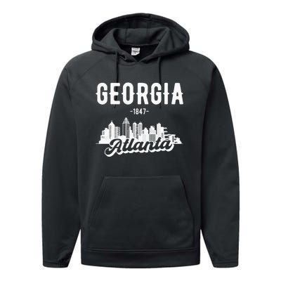 Atlanta Georgia Skyline Performance Fleece Hoodie