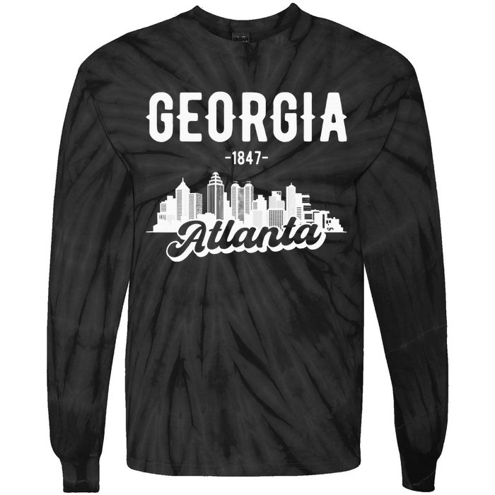 Atlanta Georgia Skyline Tie-Dye Long Sleeve Shirt