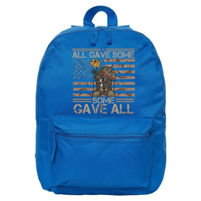 All Gave Some Some Gave All Memorial Day Camouflage Flag Gift 16 in Basic Backpack