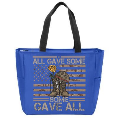 All Gave Some Some Gave All Memorial Day Camouflage Flag Gift Zip Tote Bag