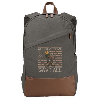 All Gave Some Some Gave All Memorial Day Camouflage Flag Gift Cotton Canvas Backpack