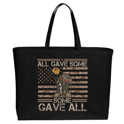 All Gave Some Some Gave All Memorial Day Camouflage Flag Gift Cotton Canvas Jumbo Tote