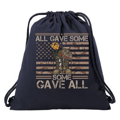 All Gave Some Some Gave All Memorial Day Camouflage Flag Gift Drawstring Bag