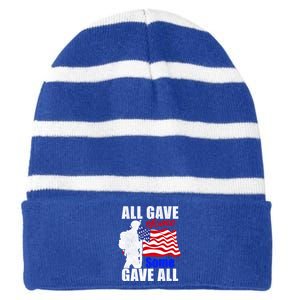 All Gave Some Some Gave All Veteran Memorial Day Gift Striped Beanie with Solid Band