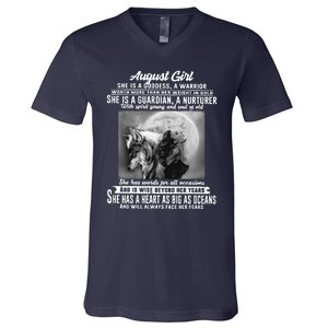 August Girl She Is Goddess A Warrior Worth More Than Her Weight In Gold She Is A V-Neck T-Shirt