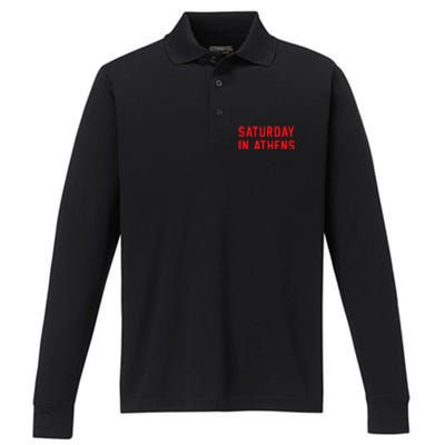 Athens Georgia Saturday In Athens Performance Long Sleeve Polo