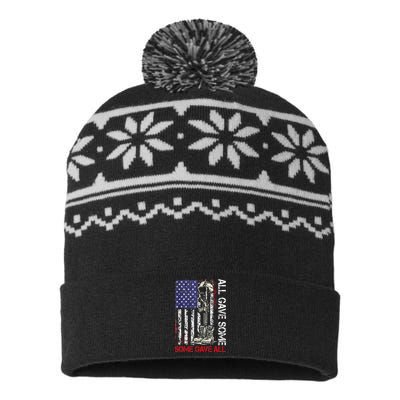 All Gave Some Some Gave All Flag Veteran Memorials Day Men USA-Made Snowflake Beanie