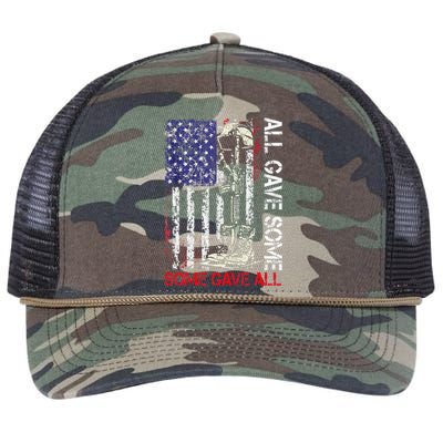 All Gave Some Some Gave All Flag Veteran Memorials Day Men Retro Rope Trucker Hat Cap