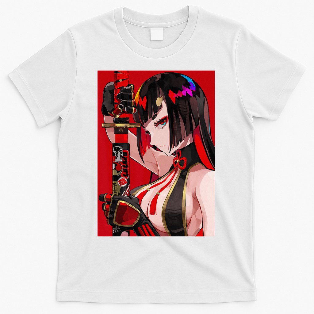 Anime Girl Samurai Waifu Japanese Aesthetic Otaku Weeb T-Shirt
