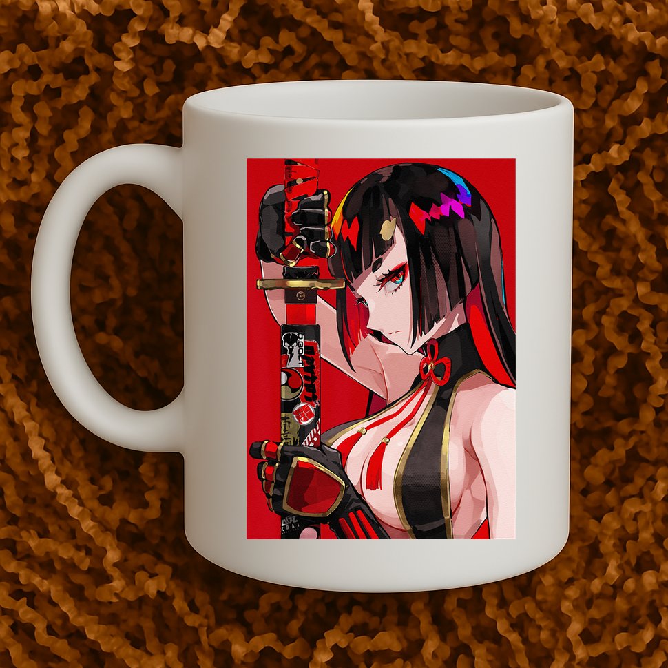 Anime Girl Samurai Waifu Japanese Aesthetic Otaku Weeb Mug