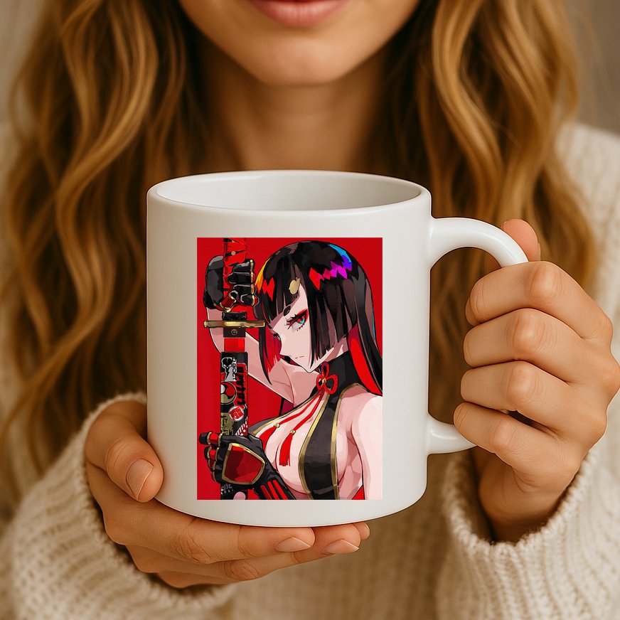 Anime Girl Samurai Waifu Japanese Aesthetic Otaku Weeb Mug