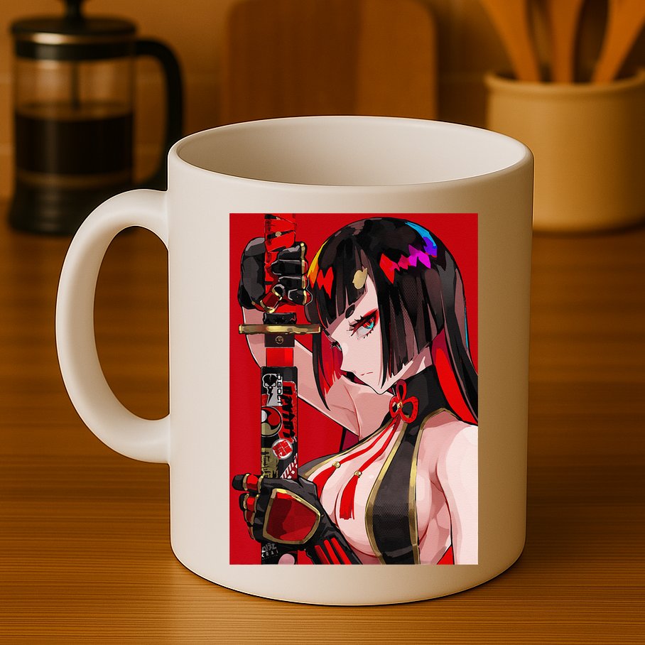 Anime Girl Samurai Waifu Japanese Aesthetic Otaku Weeb Mug