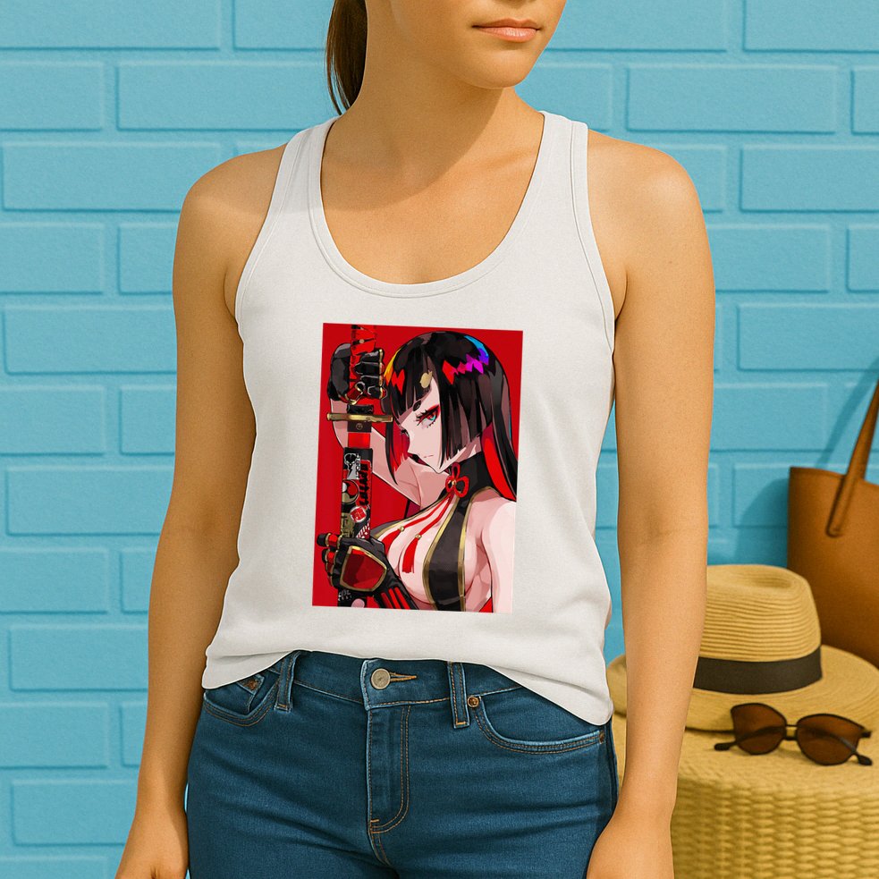 Anime Girl Samurai Waifu Japanese Aesthetic Otaku Weeb Womens Tank Top