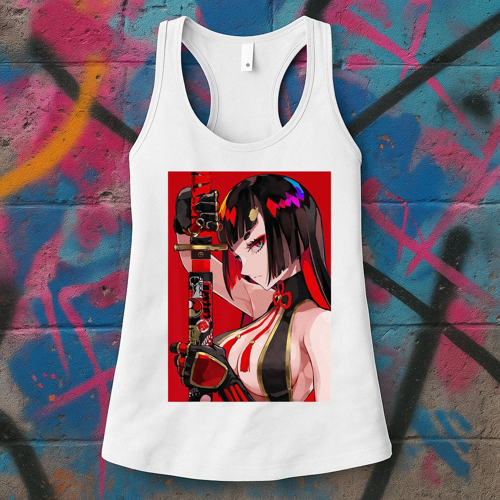 Anime Girl Samurai Waifu Japanese Aesthetic Otaku Weeb Womens Tank Top