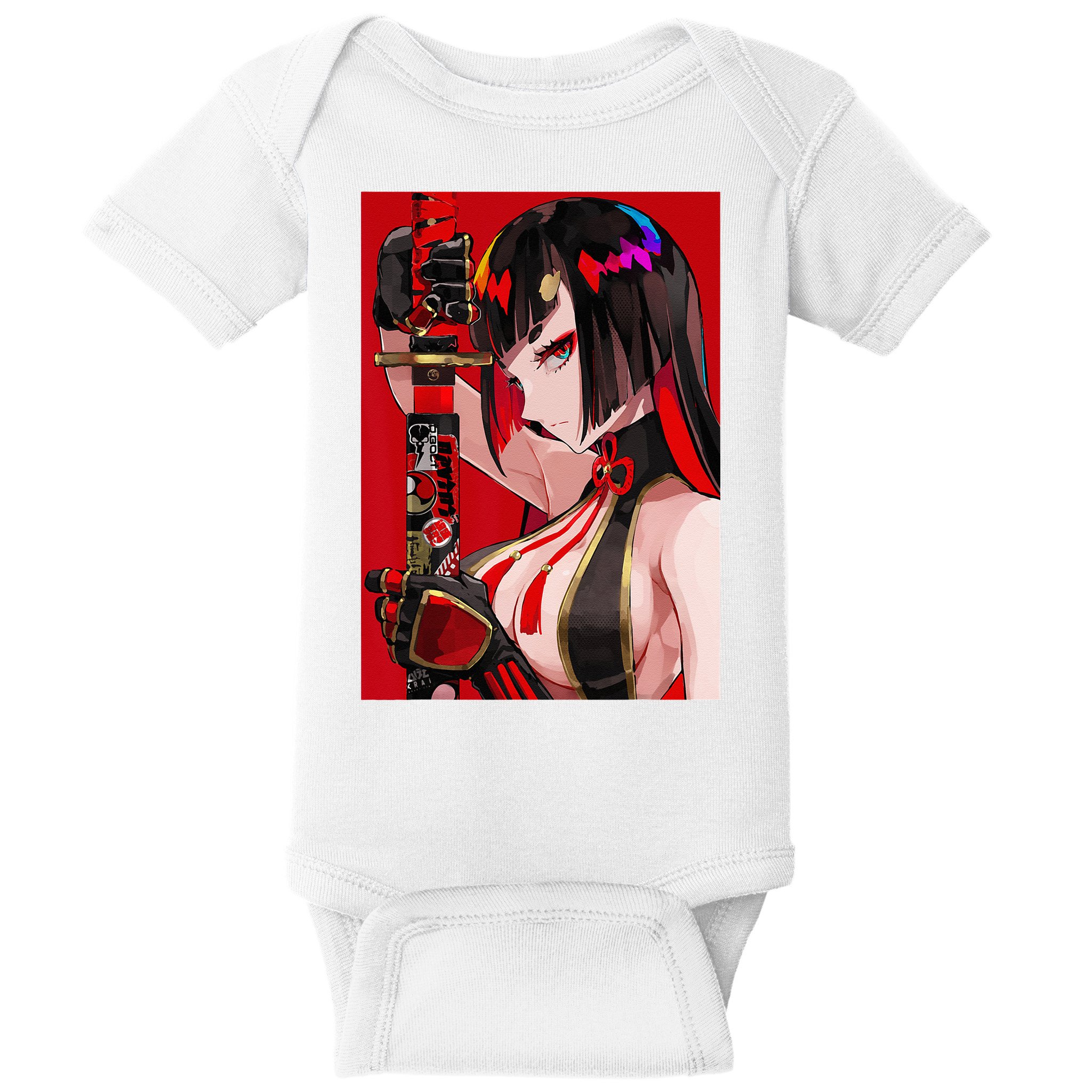 Anime Girl Samurai Waifu Japanese Aesthetic Otaku Weeb Baby Bodysuit