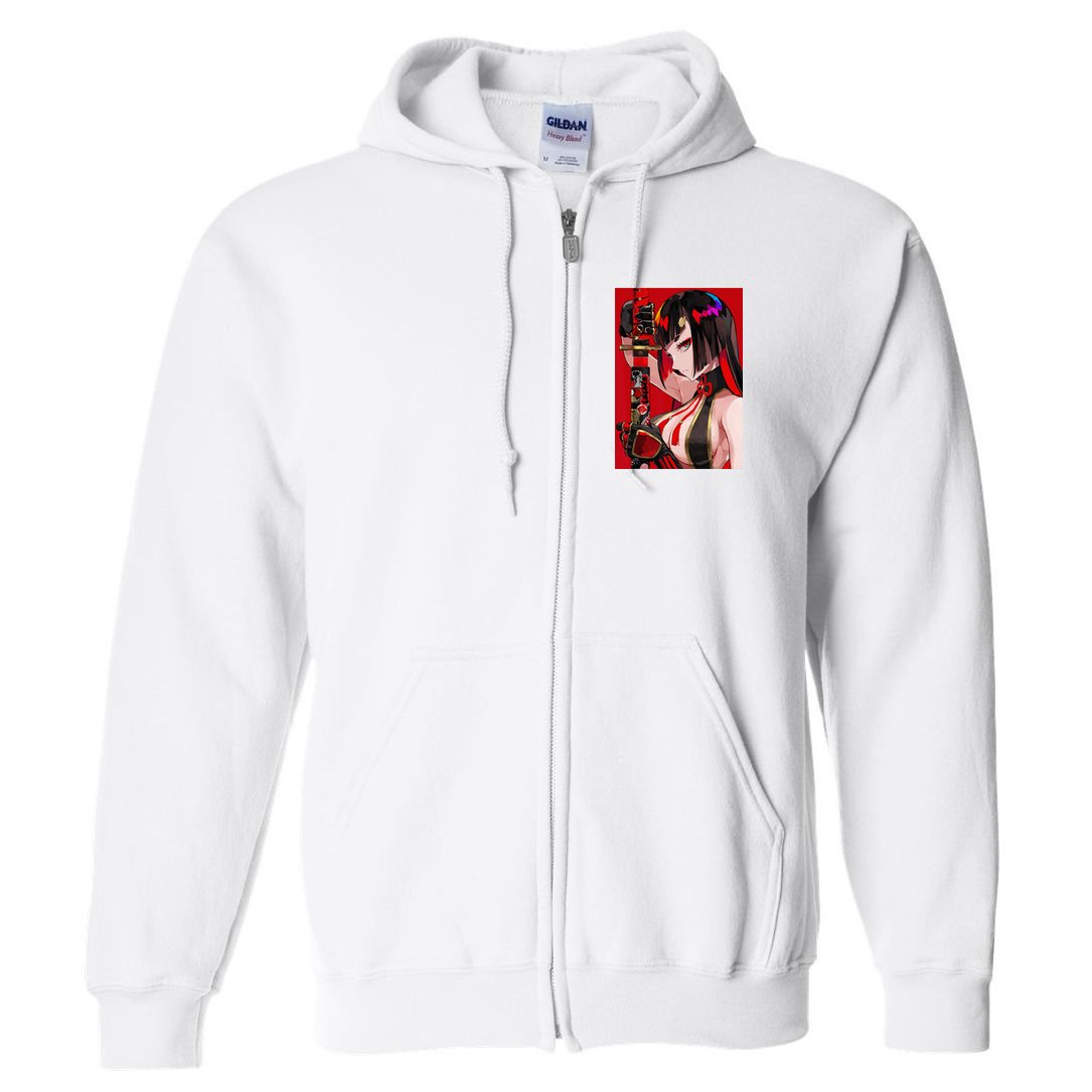 Anime Girl Samurai Waifu Japanese Aesthetic Otaku Weeb Full Zip Hoodie