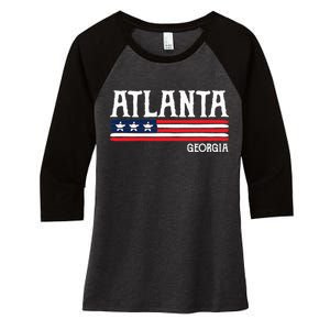 Atlanta Georgia Souvenir Gift Women's Tri-Blend 3/4-Sleeve Raglan Shirt