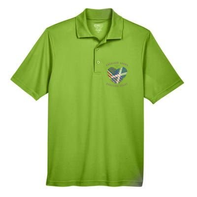 American Grown Scottish Heart Love Scotland Flag Gift Men's Origin Performance Pique Polo