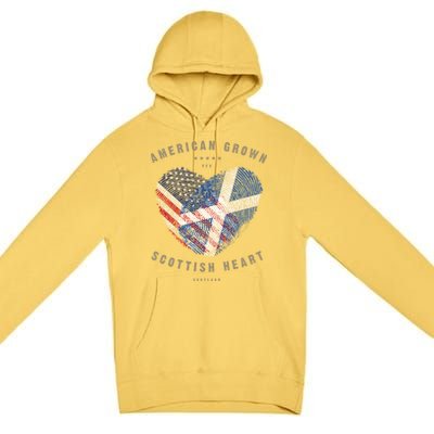 American Grown Scottish Heart Love Scotland Flag Gift Premium Pullover Hoodie