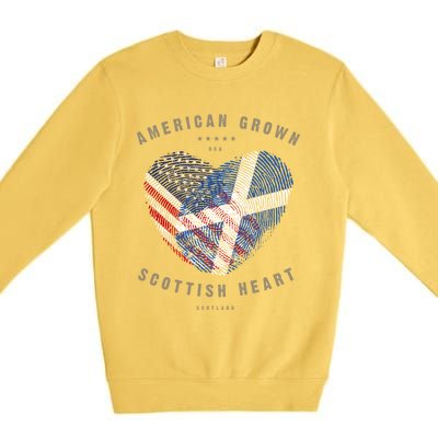 American Grown Scottish Heart Love Scotland Flag Gift Premium Crewneck Sweatshirt