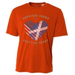 American Grown Scottish Heart Love Scotland Flag Gift Cooling Performance Crew T-Shirt