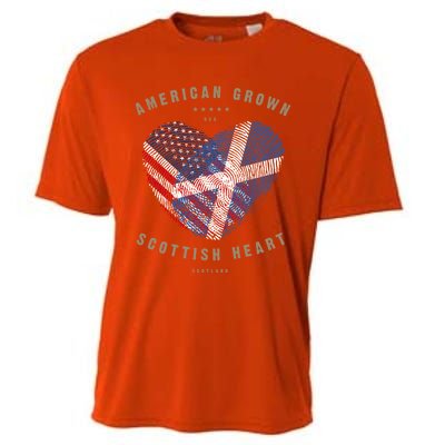 American Grown Scottish Heart Love Scotland Flag Gift Cooling Performance Crew T-Shirt