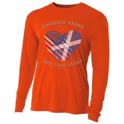 American Grown Scottish Heart Love Scotland Flag Gift Cooling Performance Long Sleeve Crew