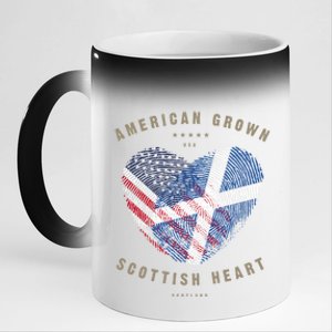 American Grown Scottish Heart Love Scotland Flag Gift 11oz Black Color Changing Mug