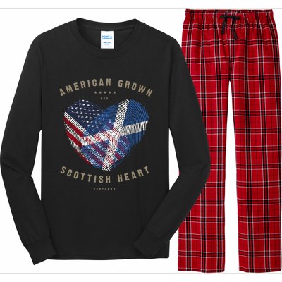 American Grown Scottish Heart Love Scotland Flag Gift Long Sleeve Pajama Set