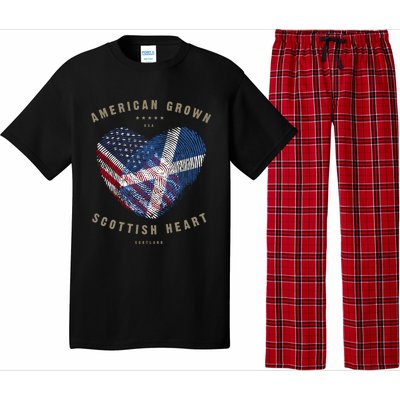 American Grown Scottish Heart Love Scotland Flag Gift Pajama Set