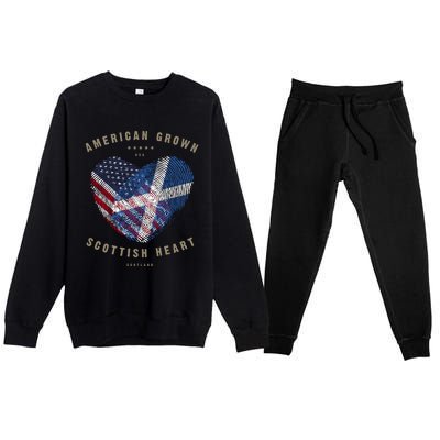 American Grown Scottish Heart Love Scotland Flag Gift Premium Crewneck Sweatsuit Set