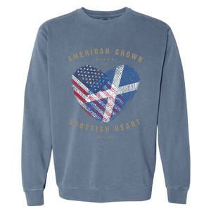 American Grown Scottish Heart Love Scotland Flag Gift Garment-Dyed Sweatshirt