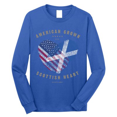 American Grown Scottish Heart Love Scotland Flag Gift Long Sleeve Shirt