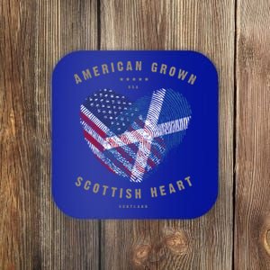 American Grown Scottish Heart Love Scotland Flag Gift Coaster