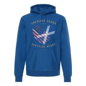 American Grown Scottish Heart Love Scotland Flag Gift Premium Hoodie