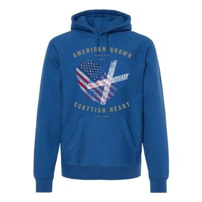 American Grown Scottish Heart Love Scotland Flag Gift Premium Hoodie