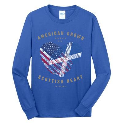 American Grown Scottish Heart Love Scotland Flag Gift Tall Long Sleeve T-Shirt