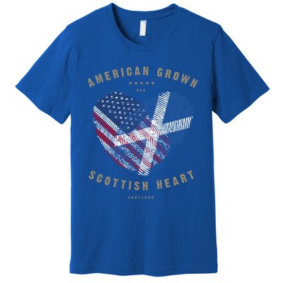 American Grown Scottish Heart Love Scotland Flag Gift Premium T-Shirt