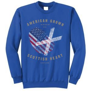 American Grown Scottish Heart Love Scotland Flag Gift Tall Sweatshirt