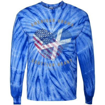 American Grown Scottish Heart Love Scotland Flag Gift Tie-Dye Long Sleeve Shirt