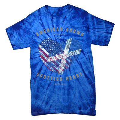 American Grown Scottish Heart Love Scotland Flag Gift Tie-Dye T-Shirt