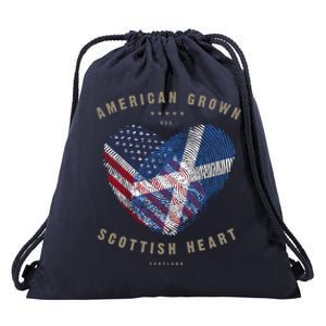 American Grown Scottish Heart Love Scotland Flag Gift Drawstring Bag