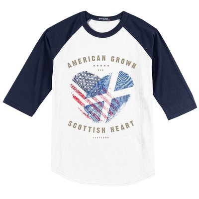 American Grown Scottish Heart Love Scotland Flag Gift Baseball Sleeve Shirt