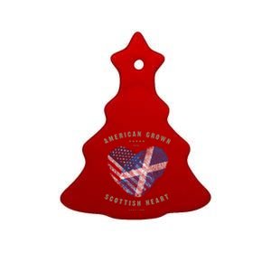 American Grown Scottish Heart Love Scotland Flag Gift Ceramic Tree Ornament