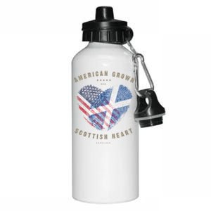 American Grown Scottish Heart Love Scotland Flag Gift Aluminum Water Bottle