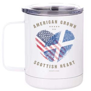 American Grown Scottish Heart Love Scotland Flag Gift 12 oz Stainless Steel Tumbler Cup