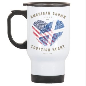 American Grown Scottish Heart Love Scotland Flag Gift Stainless Steel Travel Mug