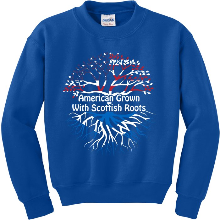 American Grown Scottish Roots Heritage Pride Gift Kids Sweatshirt